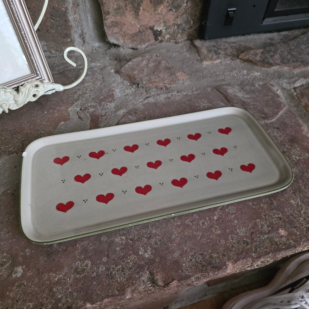 VTG SMF Schramberg Marein Heart Ceramic Tray West Germany Folk Art Cottagecore